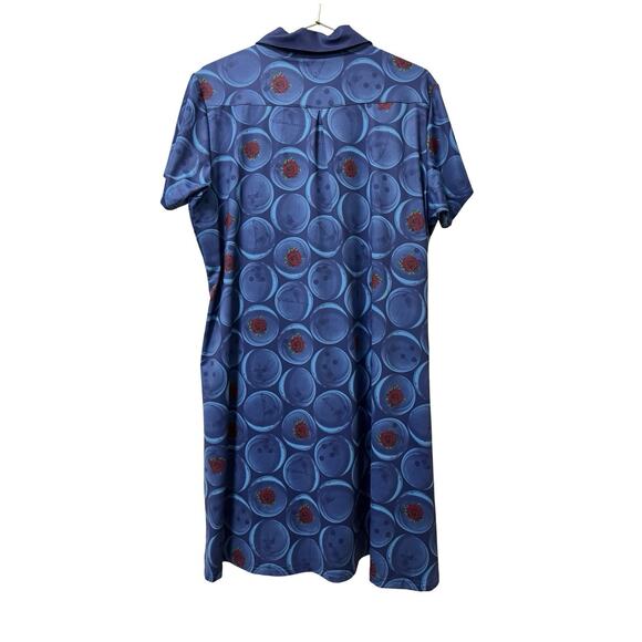 William Murray Big Earner Golf Polo Dress Size 2X Bowling Balls & Roses Blue NWT - Picture 3 of 7